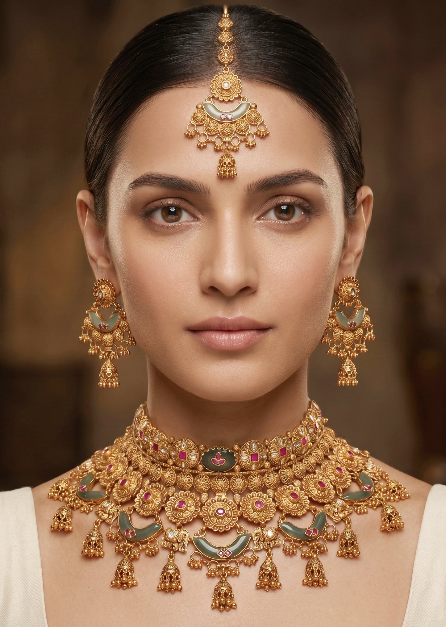 Green Stone Kundan Necklace Set