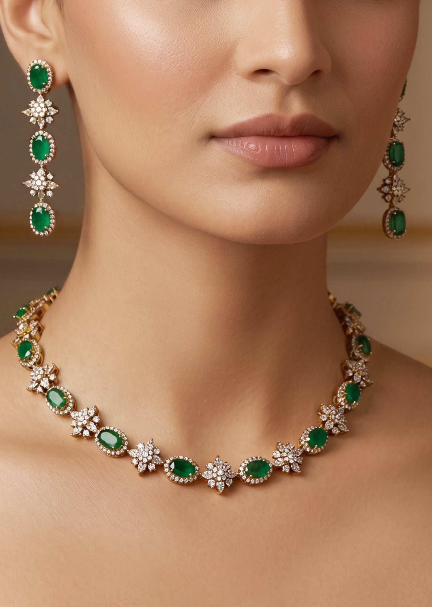 Green Stone Necklace Set