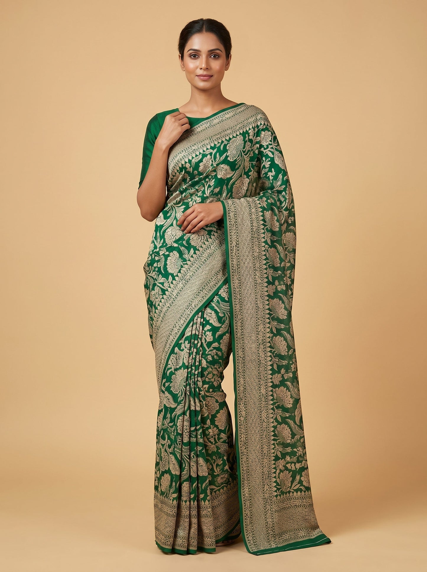 Green Threaded Charm Embroidered Saree