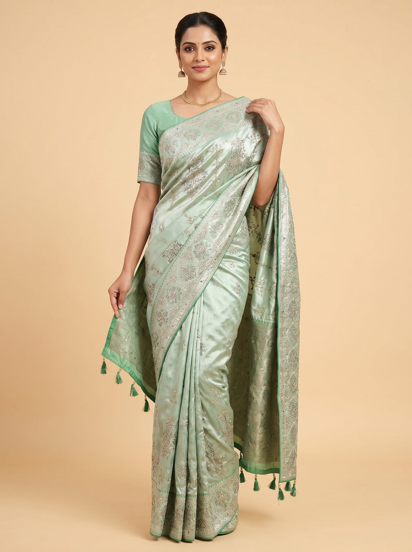 Green Verdant Muse Embroidered Saree