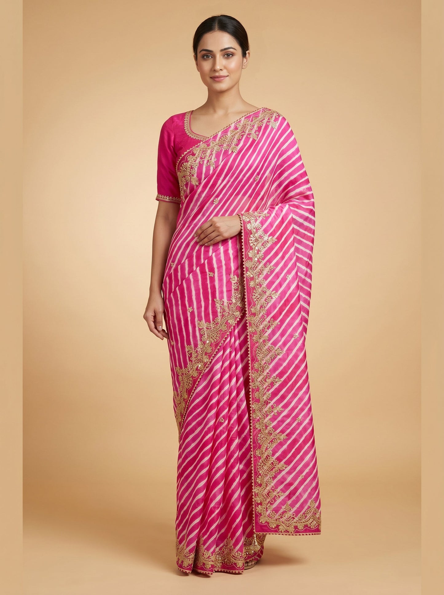 Green Zesty Bandhani Saree