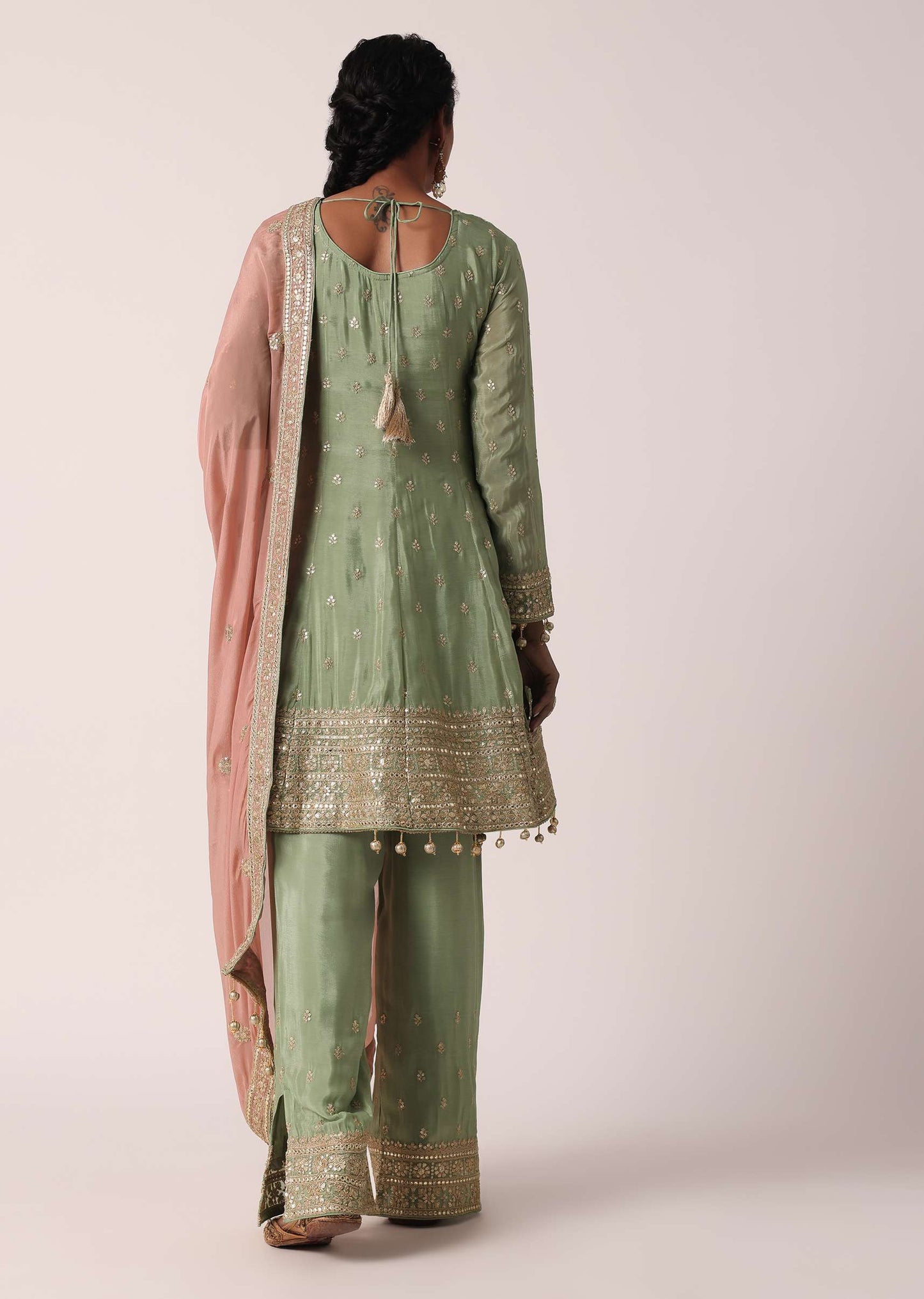 Green Zari Embroidered Pant Set