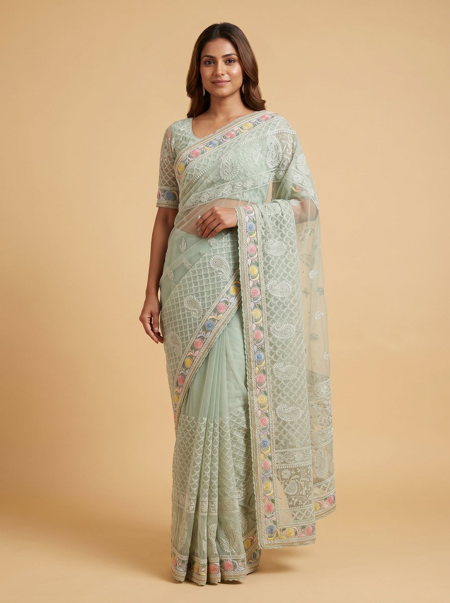 Grey Aura Embroidered Saree