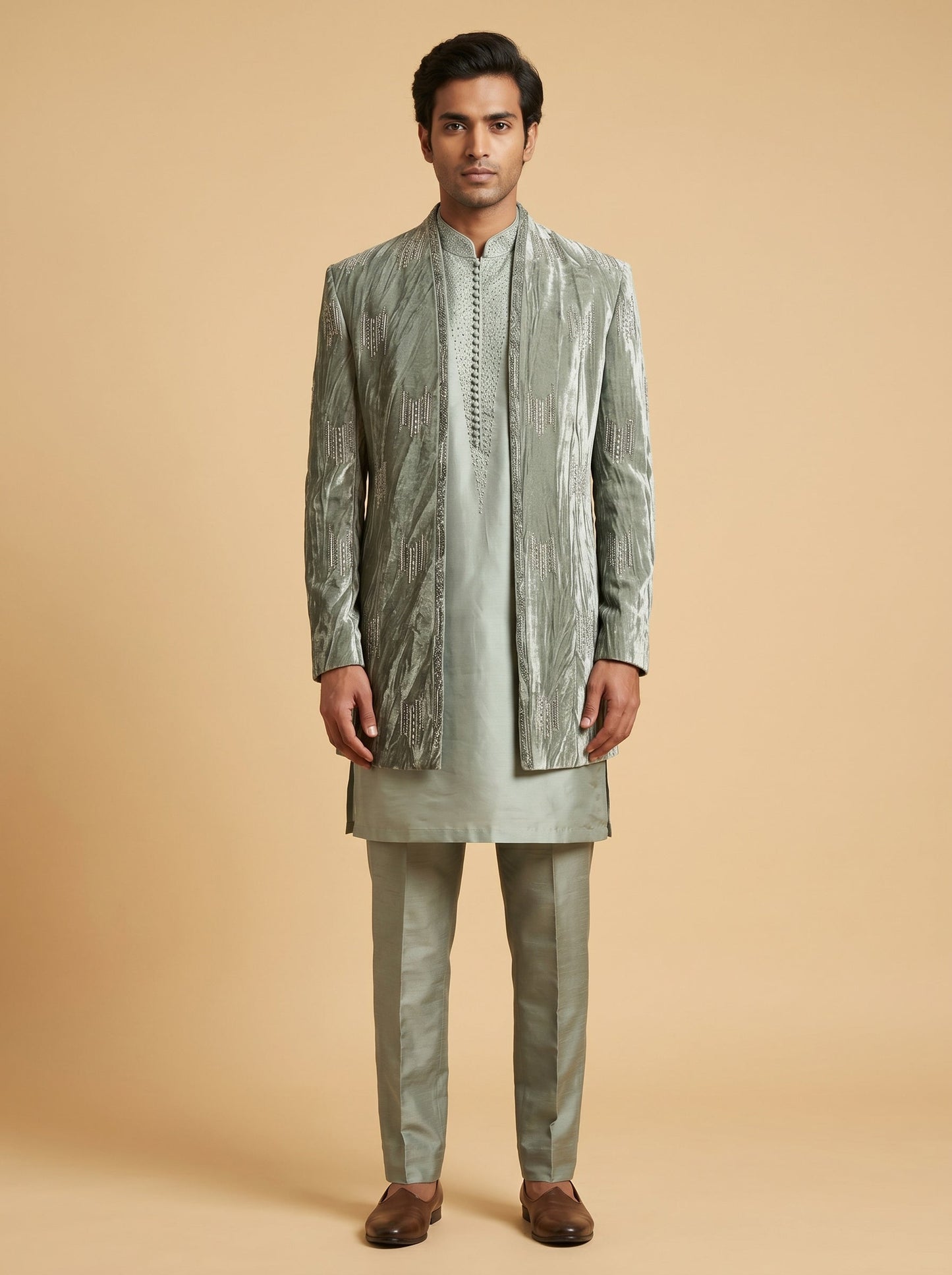 Grey Designer Indowestern