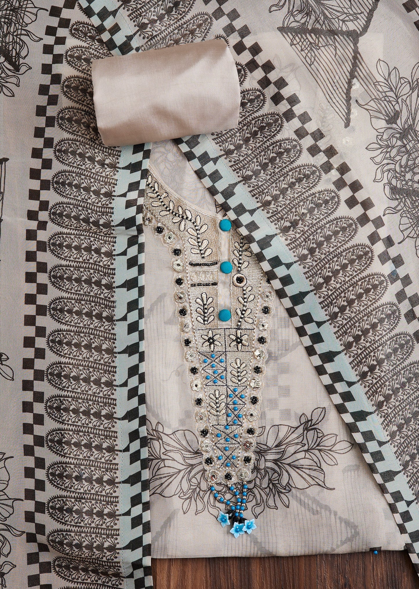 Grey Georgette Printed Suit