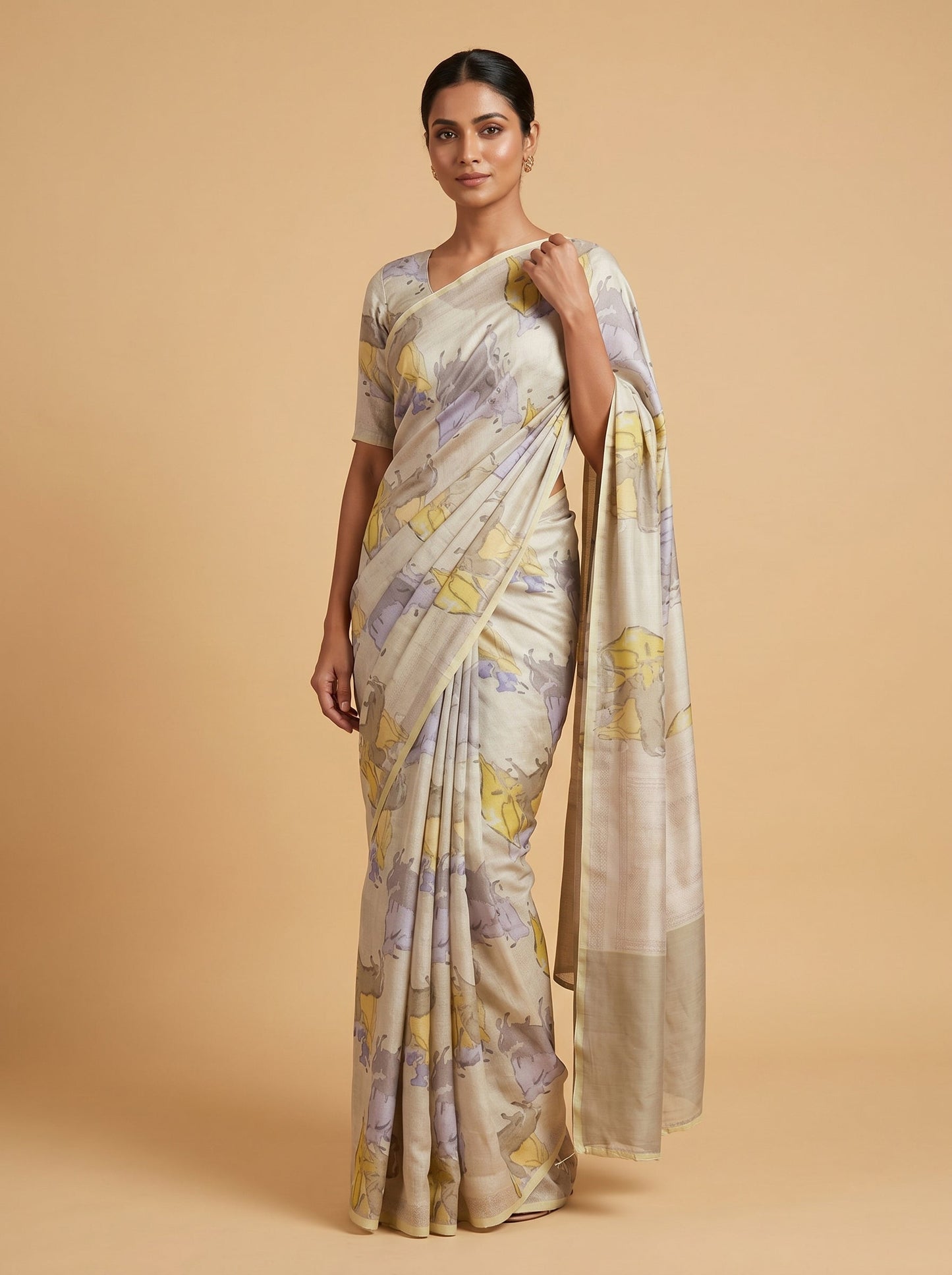 Grey Low key Handloom Saree