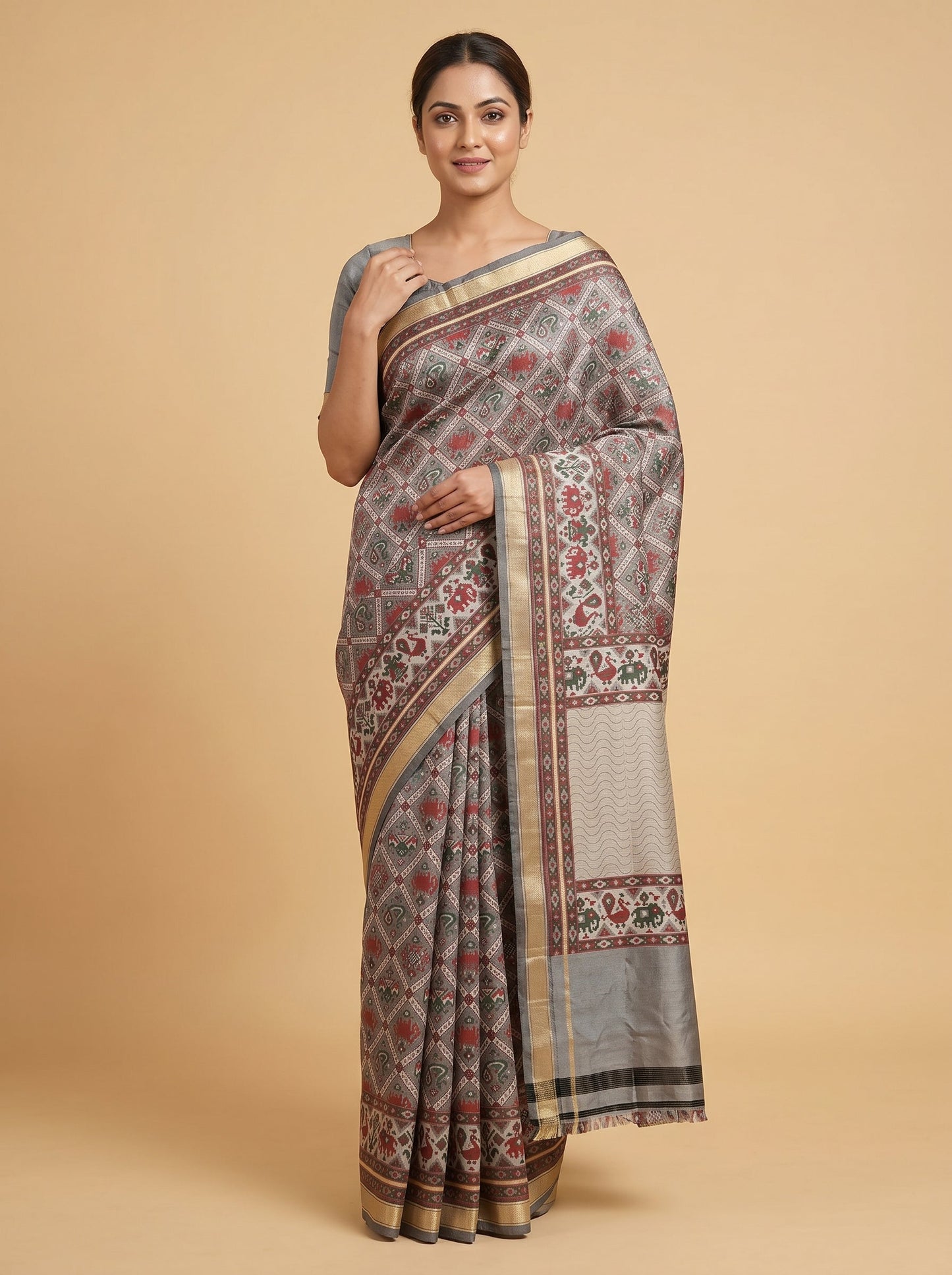 Grey Modern Handloom Saree