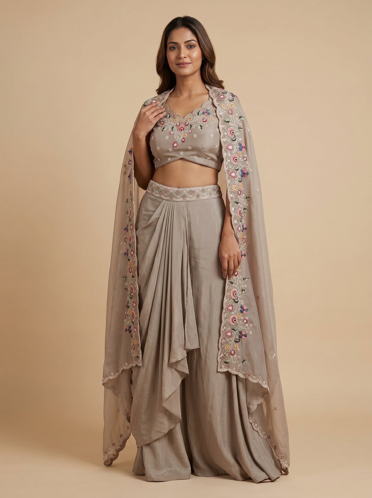 Grey Shadow Dhoti Set