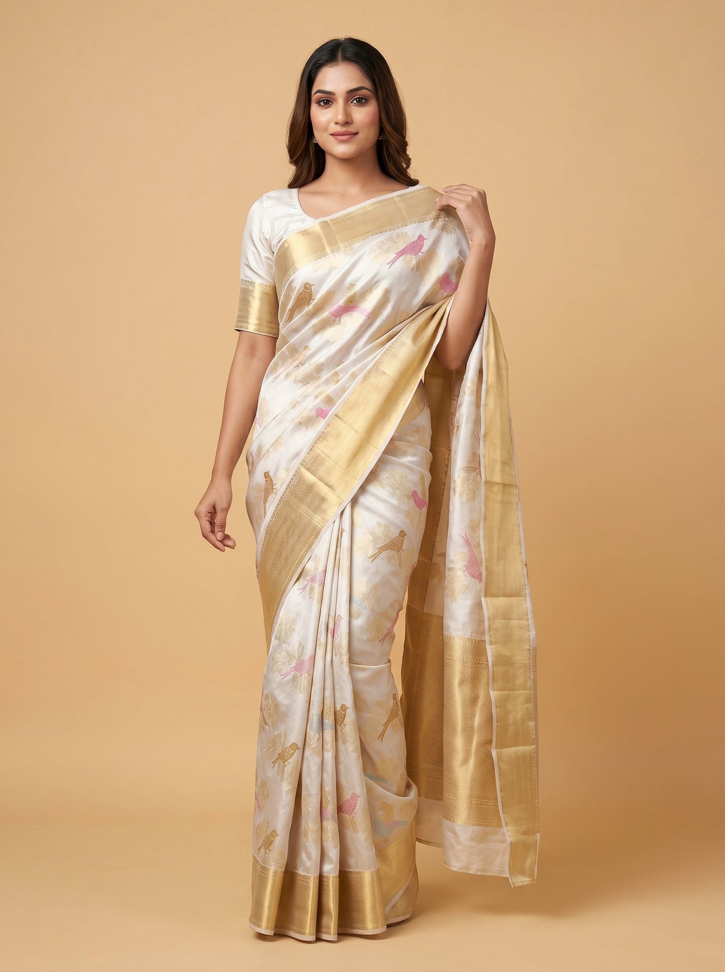 Grey Simple Grain Handloom Saree
