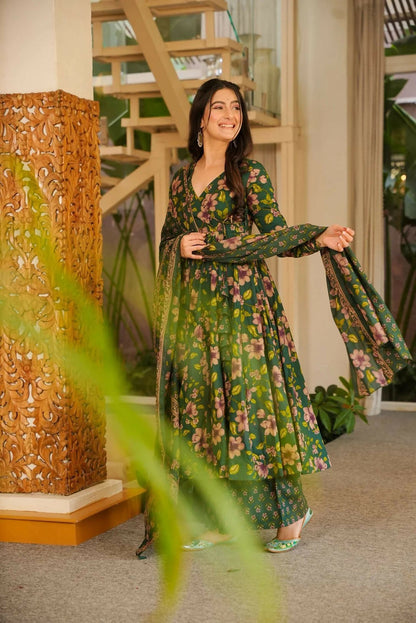 Aayaa Designer Cotton Silk Suit - Green