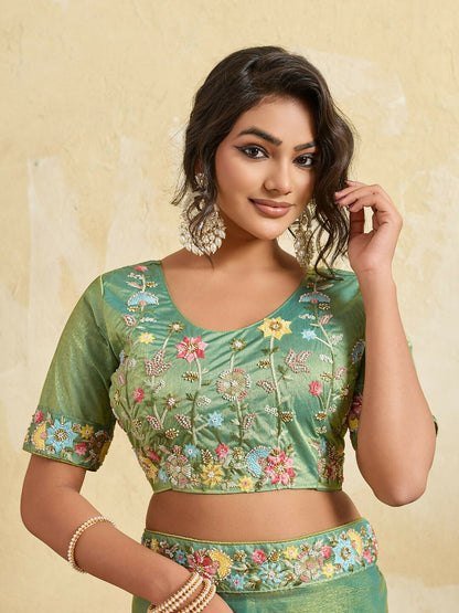 Teeya Creation New Stylish Trendy Party Wear Saree-Light_Green