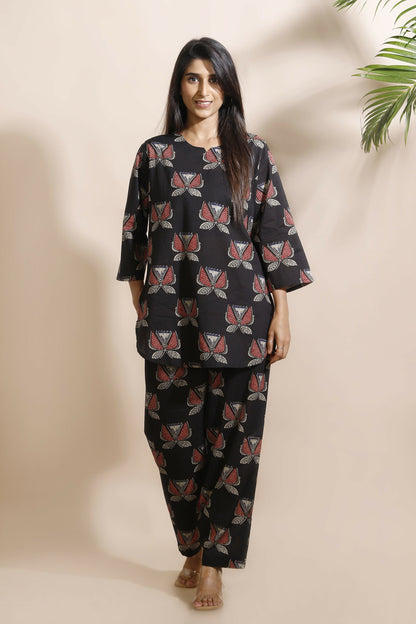 Breathables Abstract Black Cotton Co-Ord Set
