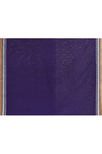 Piyari Fashion Women's Purple Embellished Cotton Blend Jamdani Saree