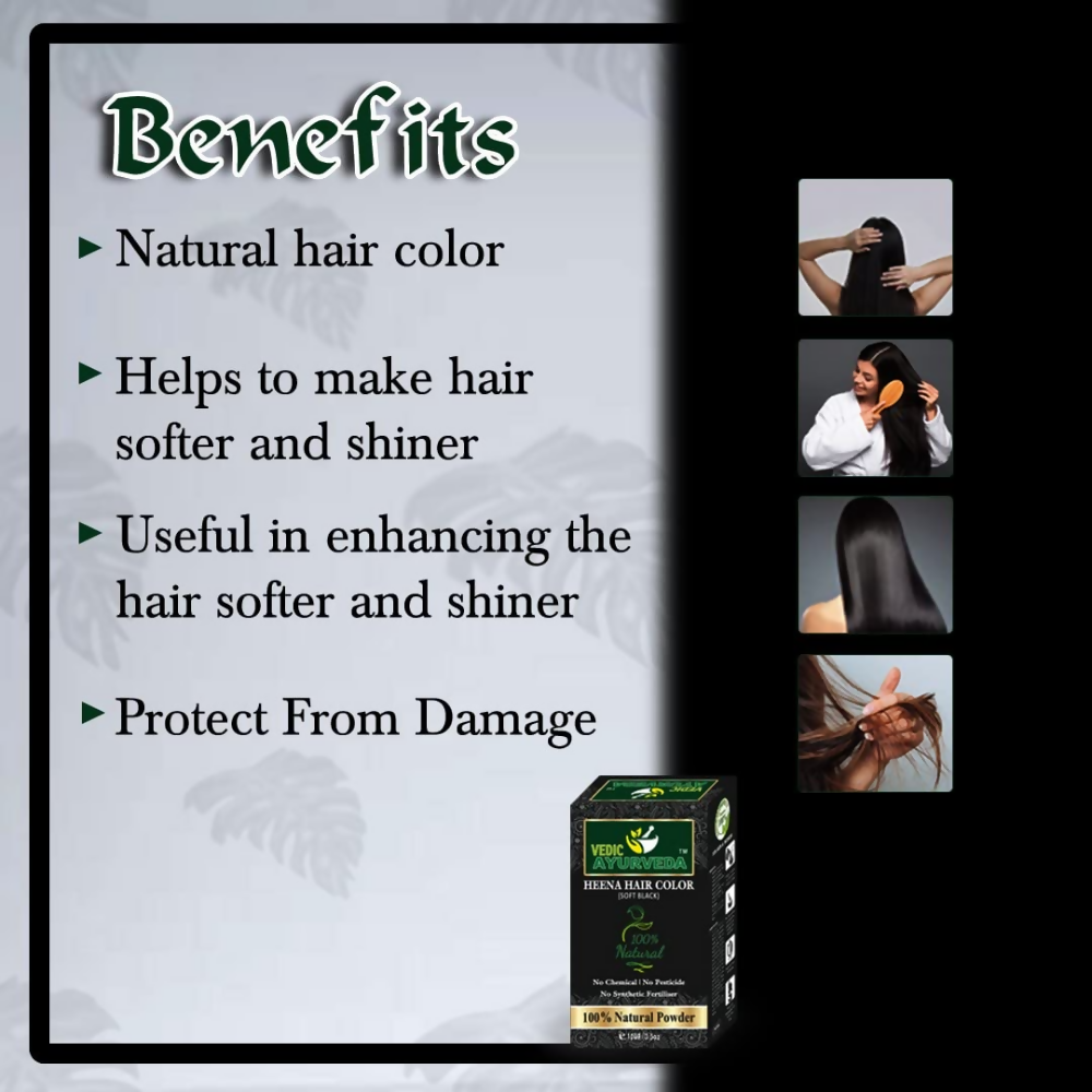 VedicAyurveda Natural Henna hair color Soft Black