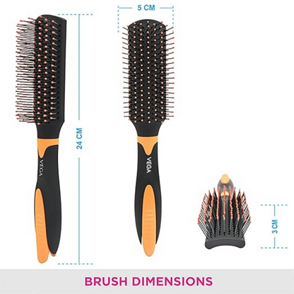 Vega Flat Brush With Clip, Black