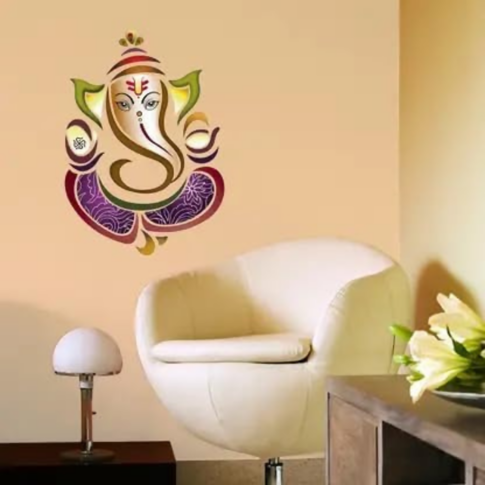 Rangoli White Glossy Vinyl Wall Sticker Premium Self-Adhesive Waterproof Decorative Wall Decal