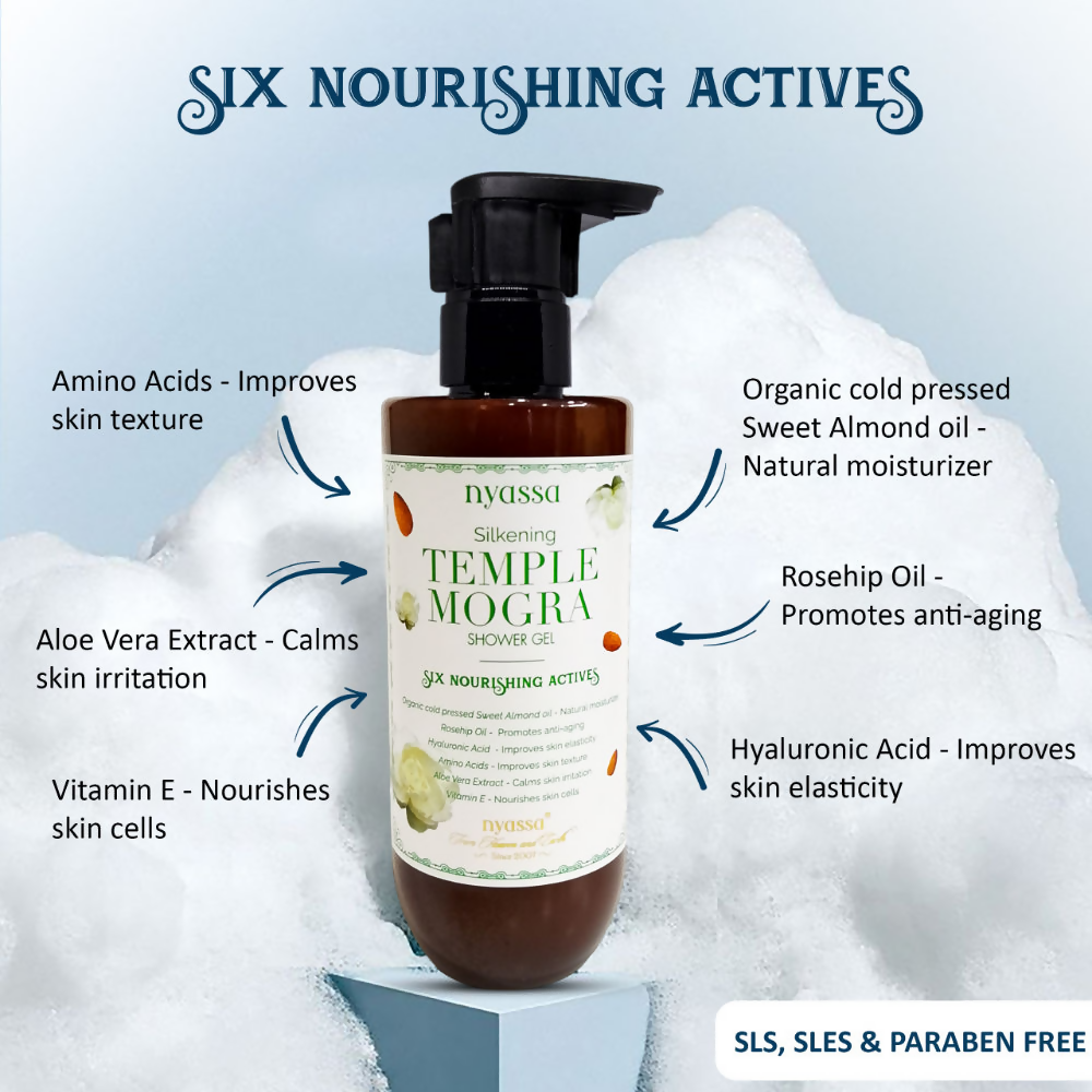 Nyassa Silky And Relaxing Temple Mogra Shower Gel With 6 Nourishing Actives