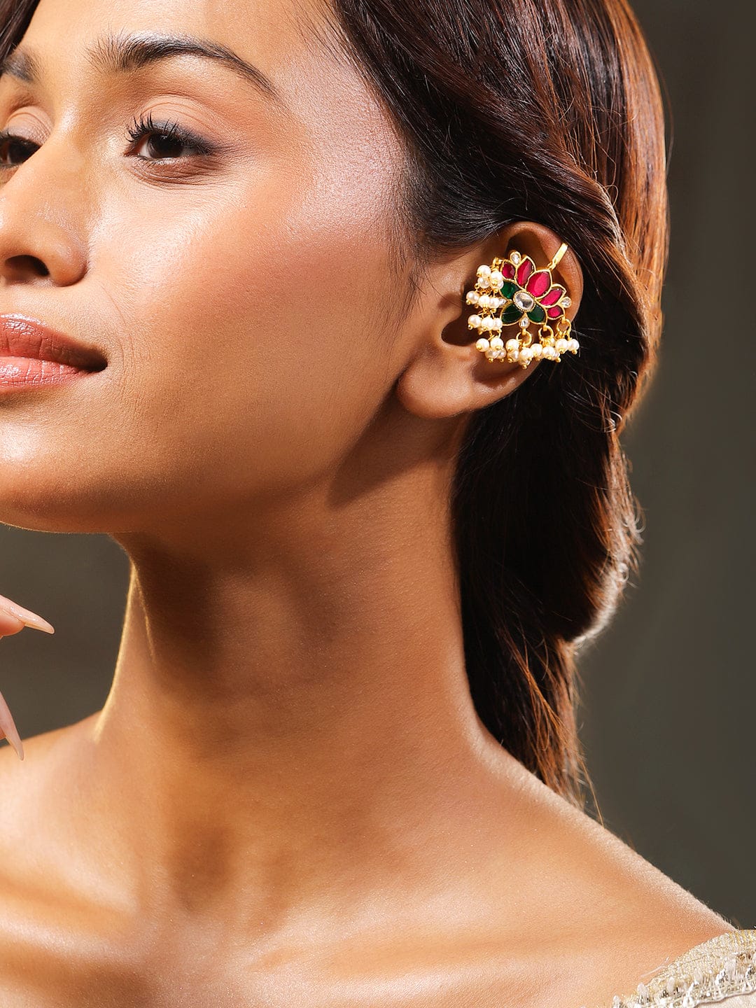 Handcrafted Lotus Pearl Ear Cuff