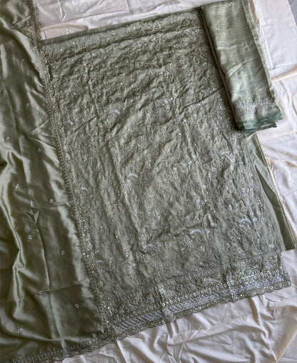 KC Pista Green Vichitra Silk Palazzo Suit For Women Festival Wear