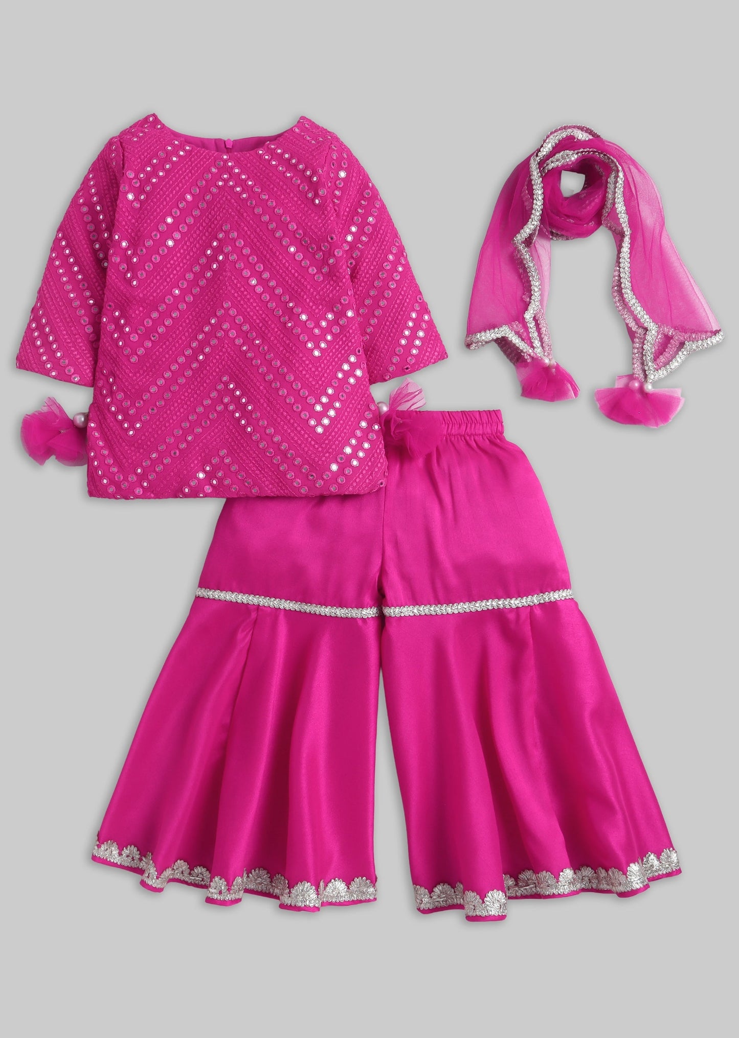 Hot Pink Embellished Salwar Kameez Set with Dupatta