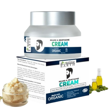 Amazing Earth Certified Organic Beard Mustache Cream for Men