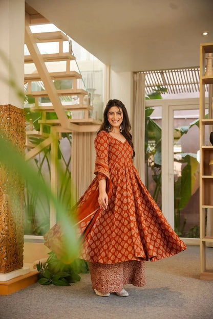 Aayaa Designer Cotton Silk Suit - Maroon