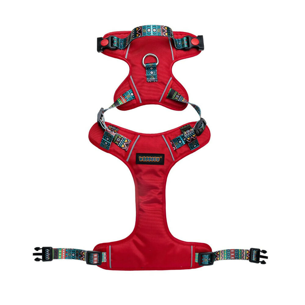 Waggety Adjustable Full Body Dog Harness - Comfortable Fit, Durable Polyester, Red