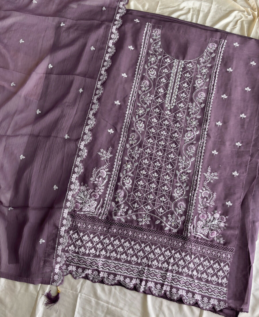 KC Lilac Pakistani Straight Suit For Women Chiffon