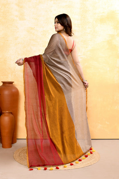 Piyari Fashion Women's Multi Embellished Handloom Cotton Saree