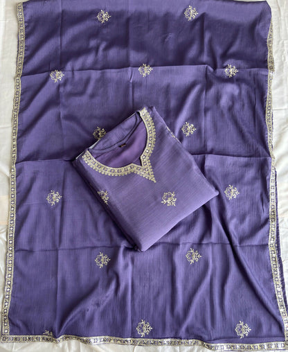 KC Lilac Ethnic Wear Ready Made Chinon Suit For Women