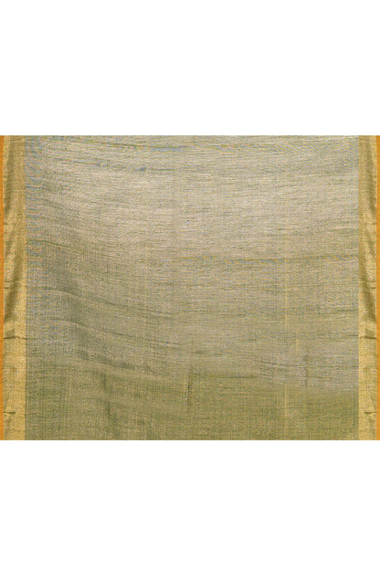 Piyari Fashion Women's Moss Green Embellished Tissue Jamdani Saree