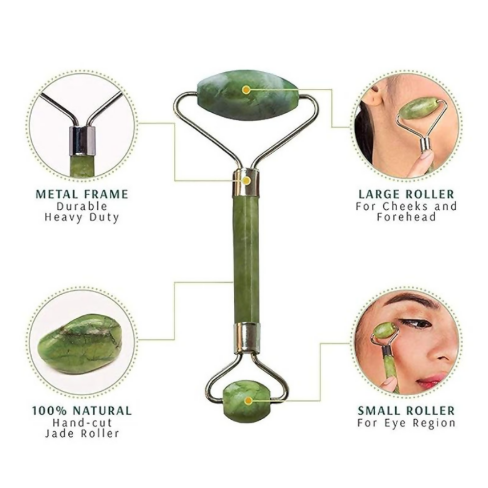Bronson Professional Jade Roller & Gua Sha Face Neck Dual Head Massage Kit