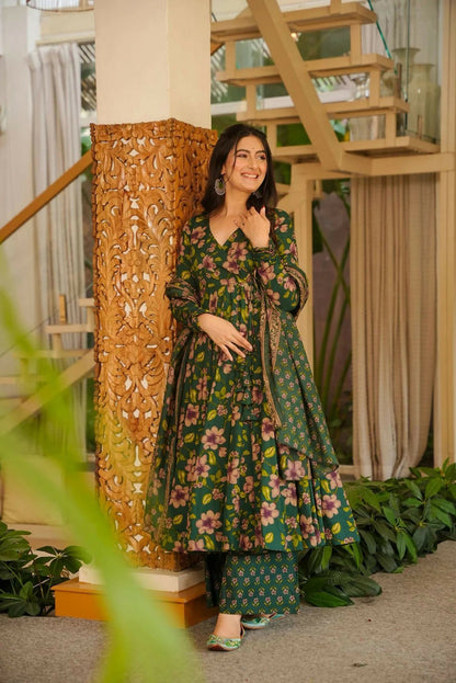 Aayaa Designer Cotton Silk Suit - Green