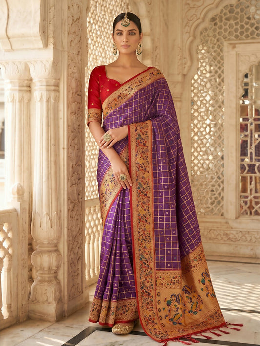 Shree Shyam Fashion Purple Banarasi Silk Blend Saree