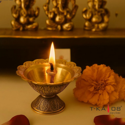 CraftVatika Brass Traditional Devdas Puja Lamp For Decor