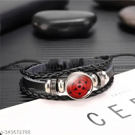 Naruto Kaguya Otsutsuki Madara Dojutsu Rinne Sharingan Cosplay Braided Anime Leather Bracelet
