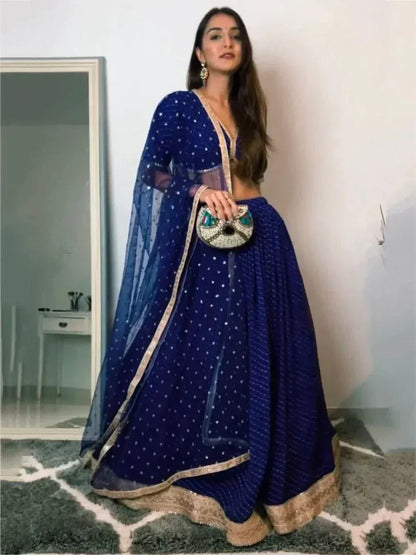Tulsi Art Sweet Blue Georgette Digital Print Lehenga Choli