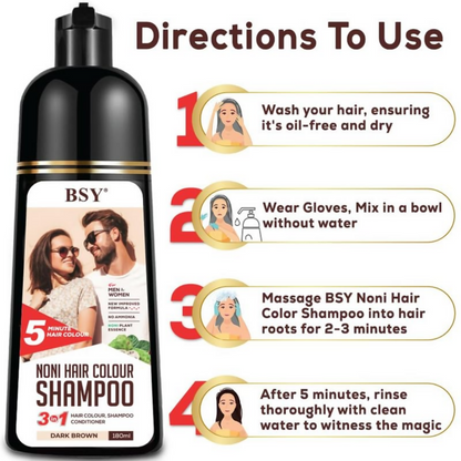Bsy 5-Min 3 IN 1 Natural Hair colour shampoo - Brown