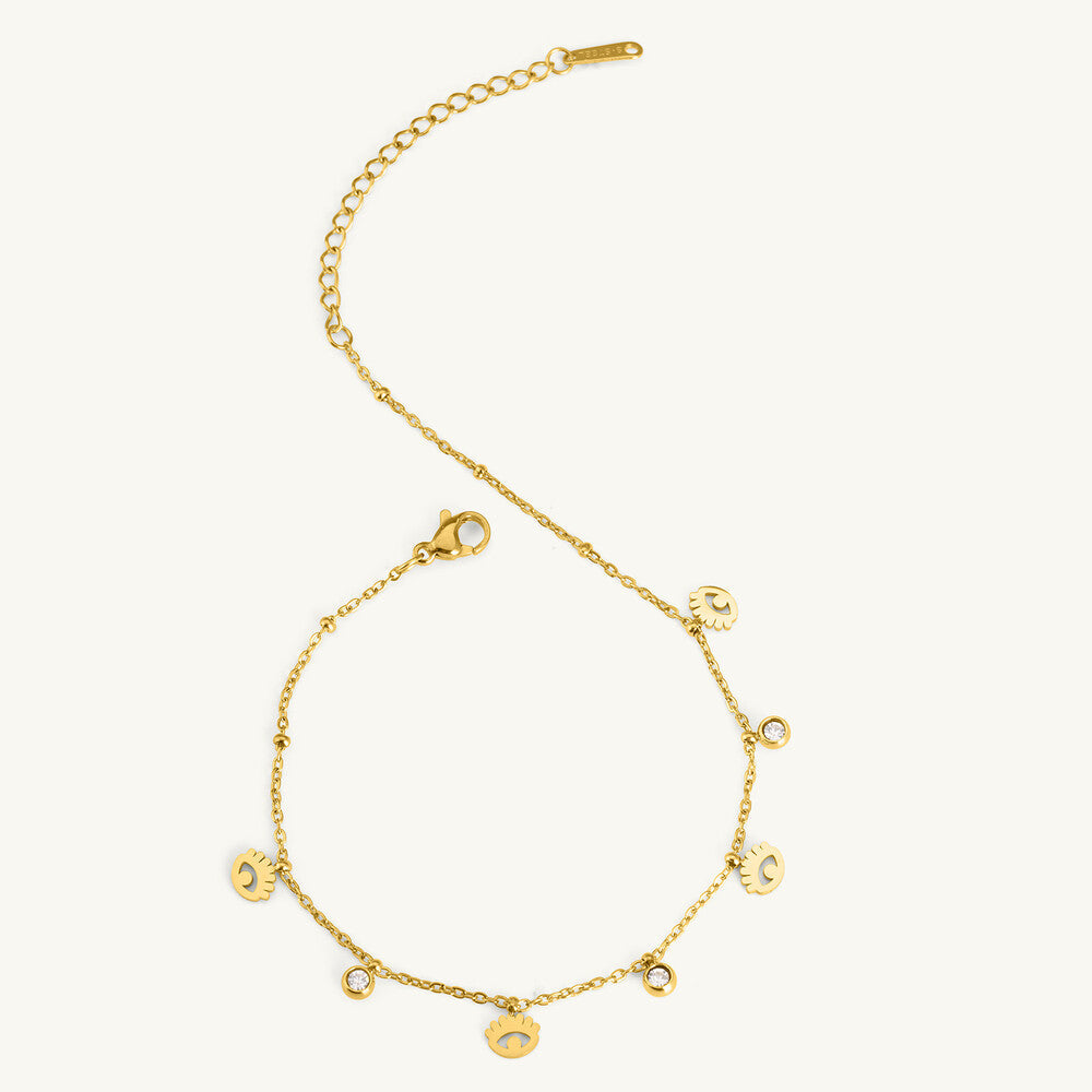 Dangle Motif Crystal Anklet