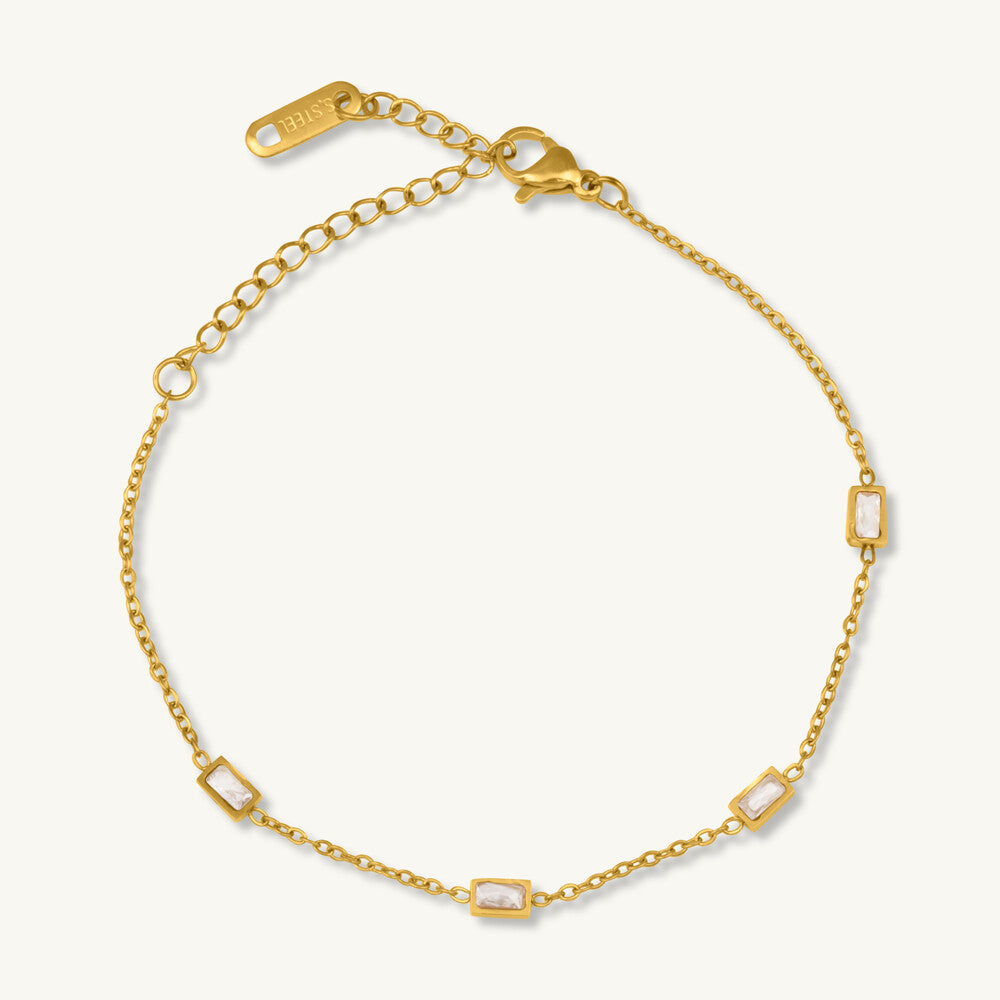 Dainty Emerald Cut Station Bracelet