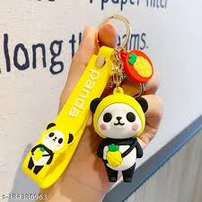 Yellow Panda Silicon Keychain | Model A | 3D Lanyard Keychain | Premium |