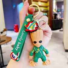 Gaurdians of the Galaxy Groot Green Keychain | 3D Lanyard Keychain | Silicone | Marvels | |