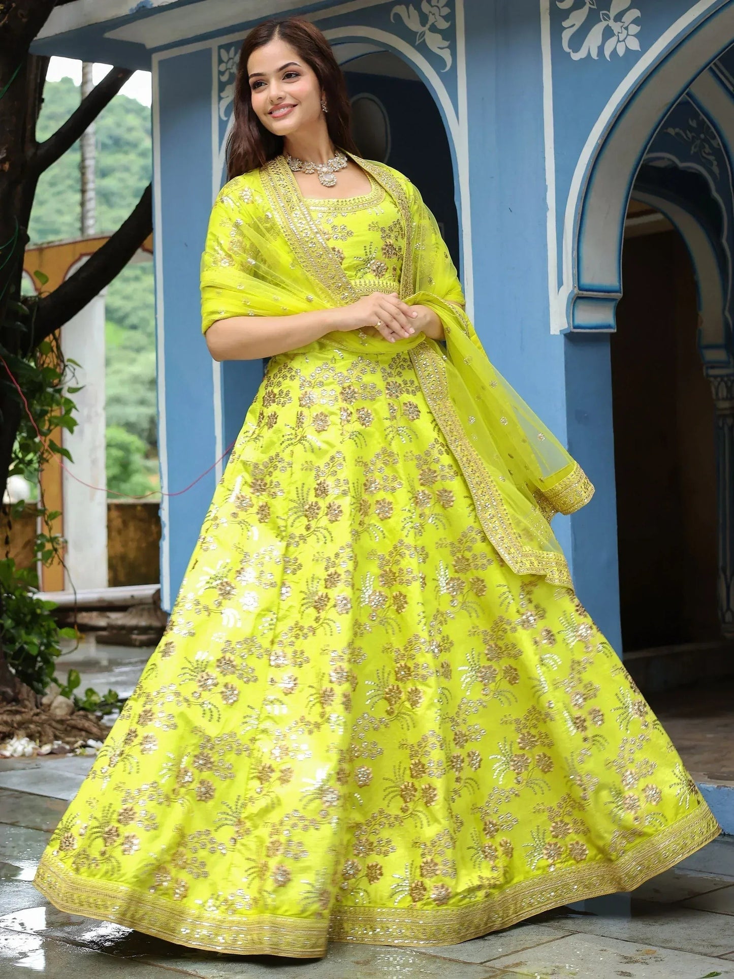 Tulsi Art Incredible Neon Embroidery Silk Event Wear Lehenga Choli With Dupatta