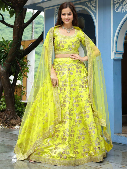 Tulsi Art Incredible Neon Embroidery Silk Event Wear Lehenga Choli With Dupatta