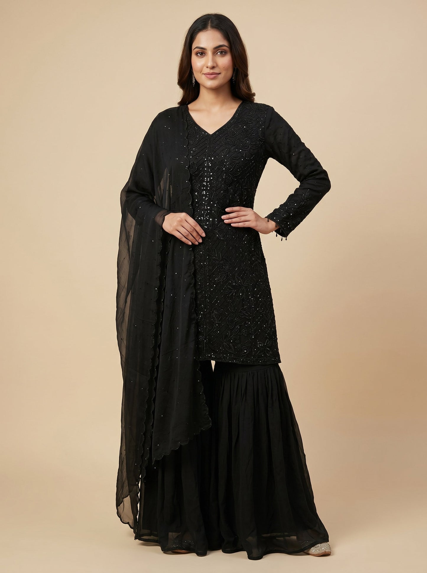 Inkstone Black Sharara Set