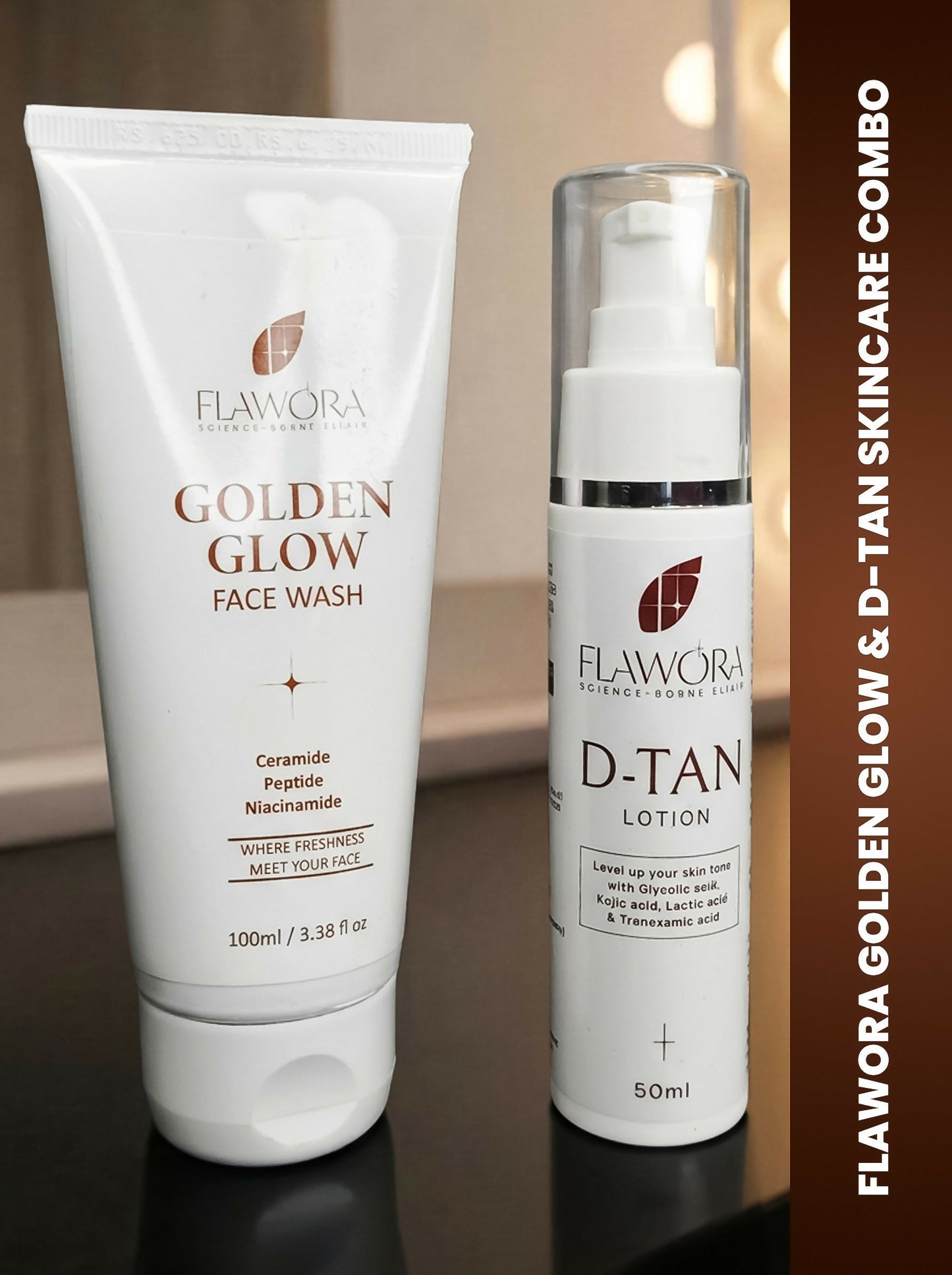 Flawora Set of Golden Glow Face Wash and D-Tan Lotion