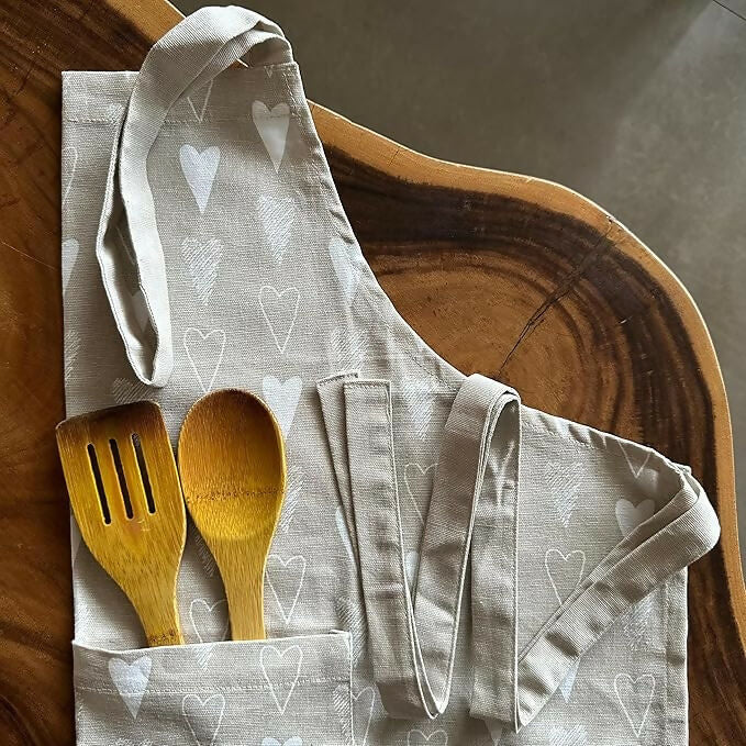 Oak & Lily 100% Cotton Kitchen Apron-Red Heart