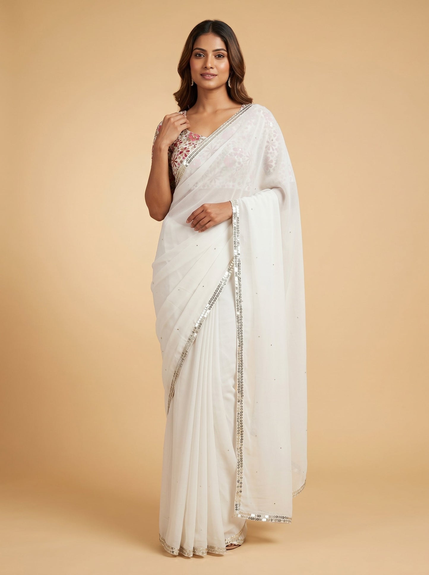 Ivory Classic Glow Embroidered Saree