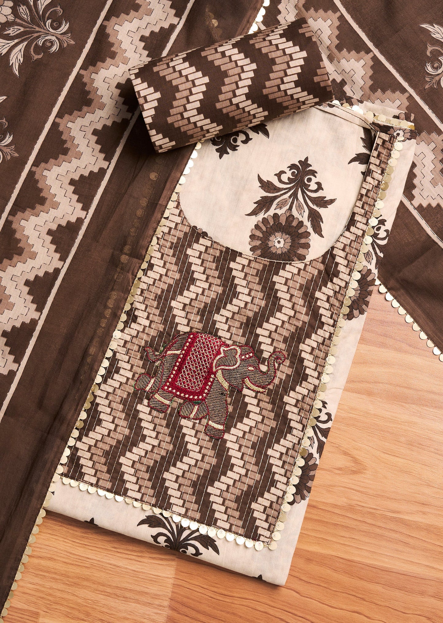 Ivory Cotton Unstitched Suit Set