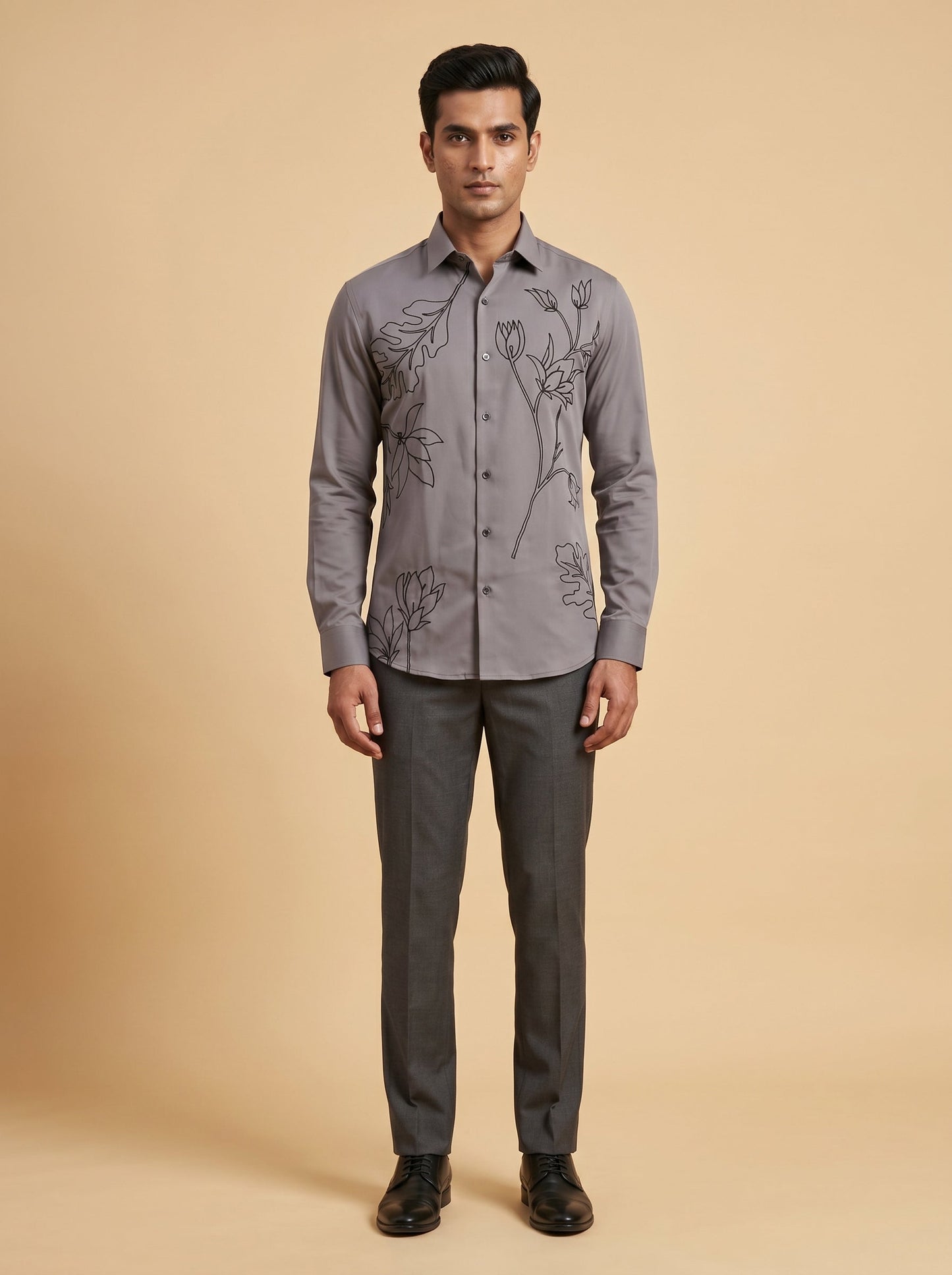 Ivory Embroidered Casual Shirt